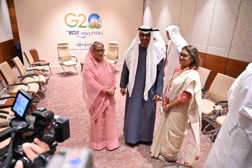 Sheikh Hasina, Sayma Wajed Putul with Sheikh Mohamed bin Zayed Al Nahyan at G20 summit