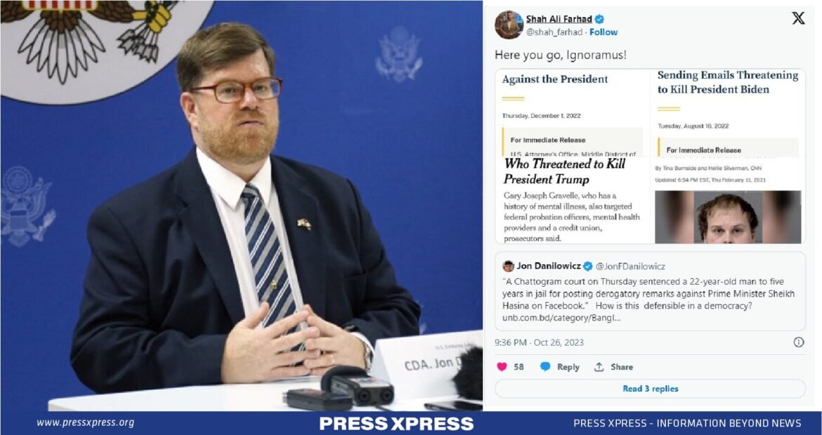 Shah Ali Farhad Rebukes ex-US diplomat Jon Danilowicz