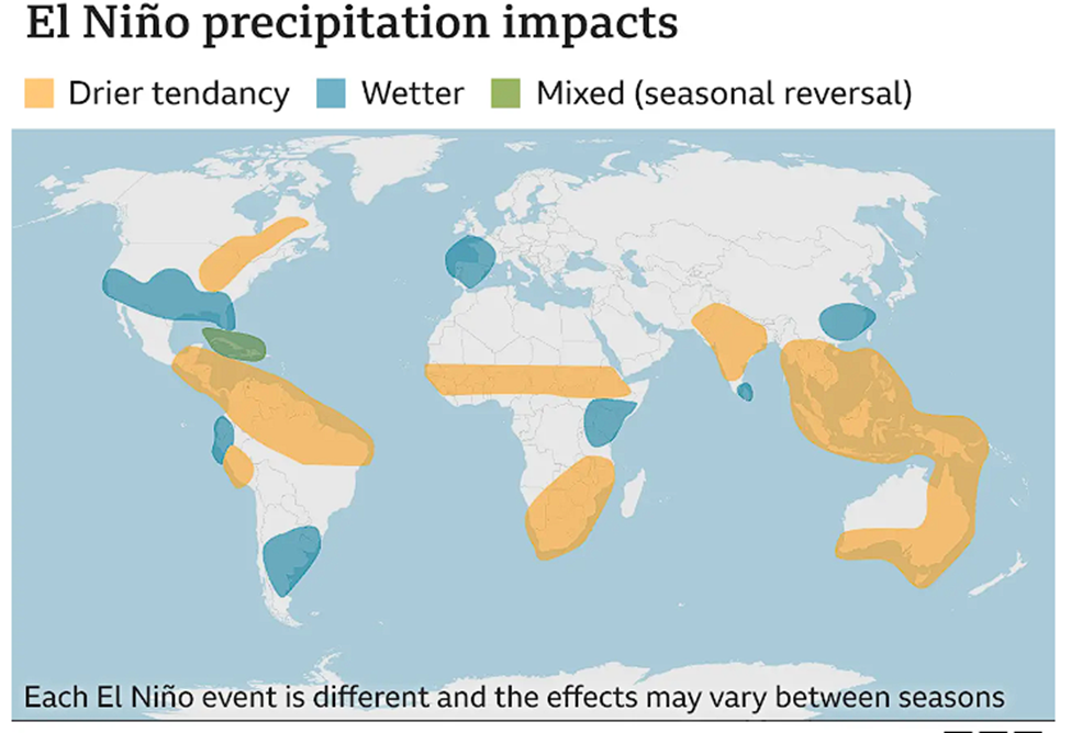 El Nino Precipitation impacts