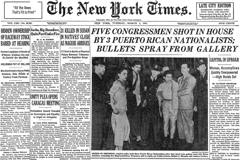 Figure 1: 1954 shooting in the NY Times headlines