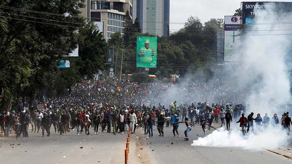 People attend a demonstration against Kenya's proposed finance bill in Nairobi on June 25, 2024.